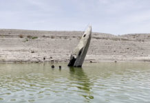 Lake Mead’s vertical speedboat is almost on dry land