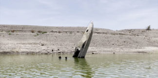 Lake Mead’s vertical speedboat is almost on dry land