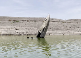 Lake Mead’s vertical speedboat is almost on dry land