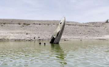 Lake Mead’s vertical speedboat is almost on dry land