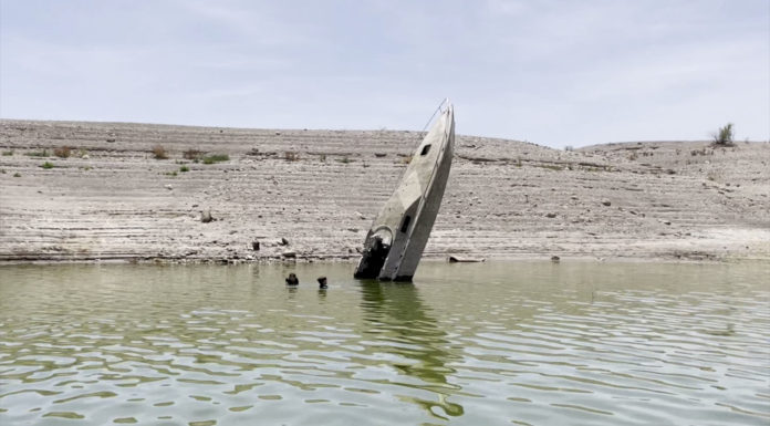 Lake Mead’s vertical speedboat is almost on dry land